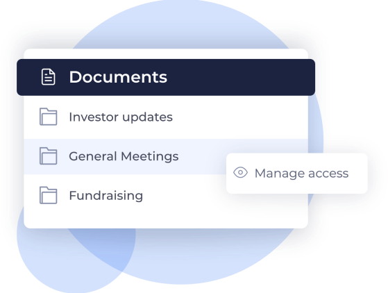 document room for startups and investors